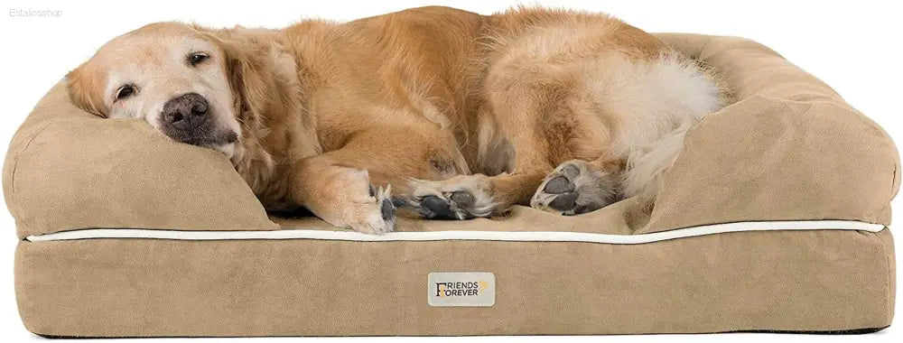 Cozy Chester Orthopedic Memory Foam Dog Bed - Calming Couch with Wall Rim Pillow, Water-Resistant & Washable Cover, Non-Slip Design in Cocoa Brown - Estalios