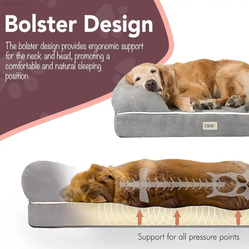 Cozy Chester Orthopedic Memory Foam Dog Bed - Calming Couch with Wall Rim Pillow, Water-Resistant & Washable Cover, Non-Slip Design in Cocoa Brown - Estalios