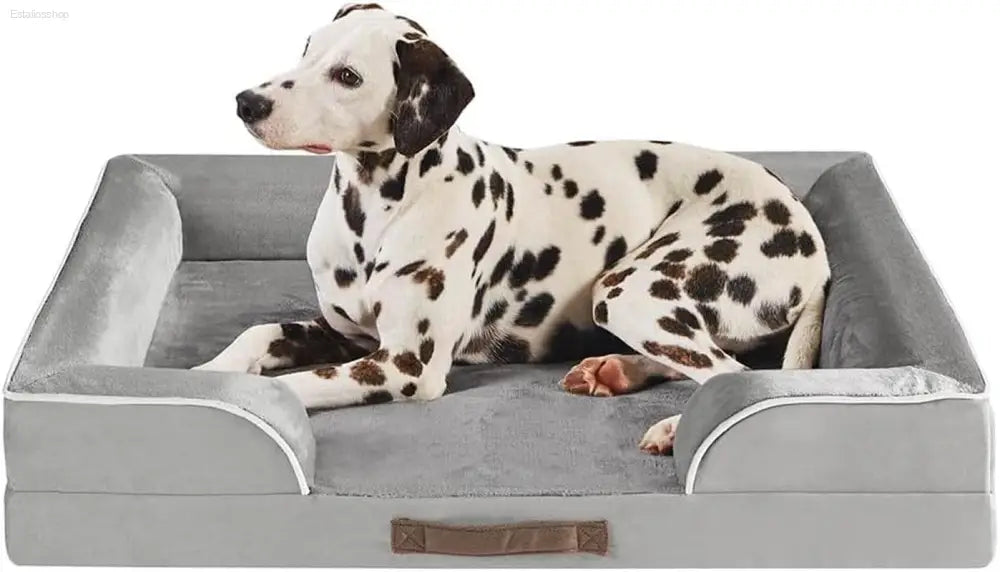 Cozy Chester Orthopedic Memory Foam Dog Bed - Calming Couch with Wall Rim Pillow, Water-Resistant & Washable Cover, Non-Slip Design in Cocoa Brown - Estalios