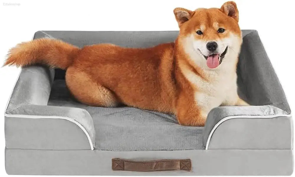 Cozy Chester Orthopedic Memory Foam Dog Bed - Calming Couch with Wall Rim Pillow, Water-Resistant & Washable Cover, Non-Slip Design in Cocoa Brown - Estalios