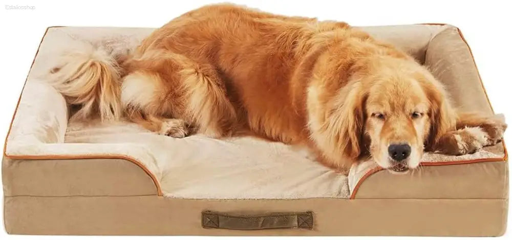 Cozy Chester Orthopedic Memory Foam Dog Bed - Calming Couch with Wall Rim Pillow, Water-Resistant & Washable Cover, Non-Slip Design in Cocoa Brown - Estalios