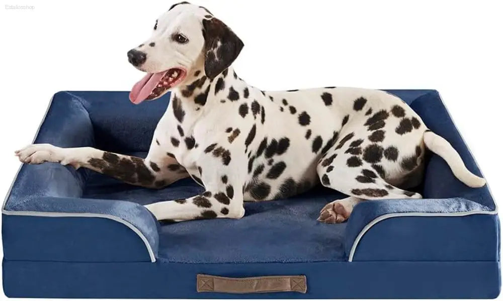 Cozy Chester Orthopedic Memory Foam Dog Bed - Calming Couch with Wall Rim Pillow, Water-Resistant & Washable Cover, Non-Slip Design in Cocoa Brown - Estalios