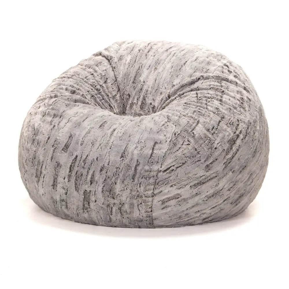 Cloud Nine: Cozy Chic Faux Fur Beanbag Bliss! Get Ready to Sink Into the Ultimate Relaxation with our Gray and White Faux Fur Beanbag Chair - Estalios