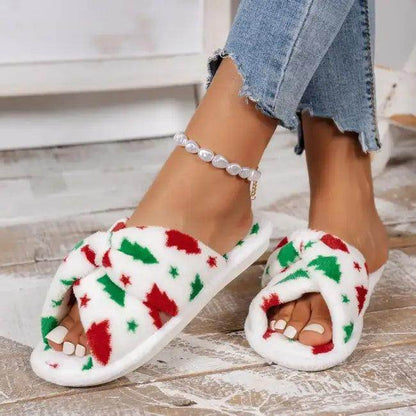 Festive Fuzzy Slippers for Cozy White Christmas Magic - Estalios