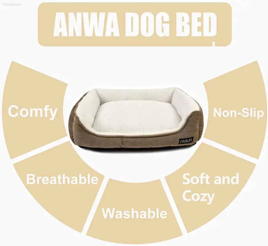 Durable Square Dog Bed - Machine Washable, Comfortable for Medium Dogs