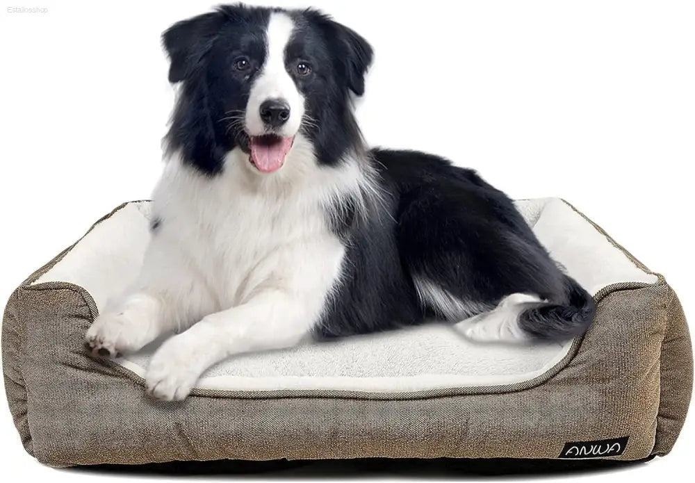 Durable Square Dog Bed - Machine Washable, Comfortable for Medium Dogs