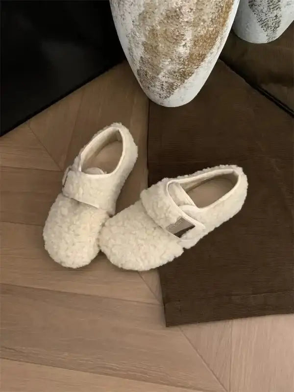 Cozy Fleece Bean Shoes with Velcro Strap for Comfortable Winter Wear for Women - EstaliosShop