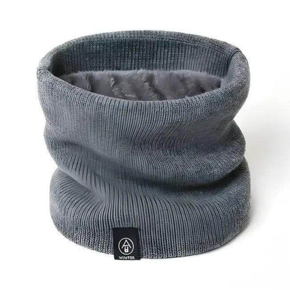 Cozy Fleece-Lined Knitted Scarf for Women in Gray and Pink - Estalios