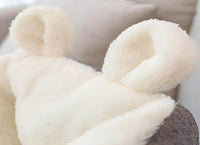 Cozy Gray and White Plush Pet Bed with Fun Ears - Estalios