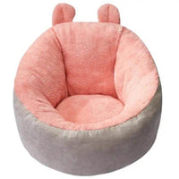 Cozy Gray and White Plush Pet Bed with Fun Ears - Estalios