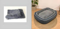 Cozy Gray and White Plush Pet Bed with Fun Ears - Estalios