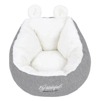 Cozy Gray and White Plush Pet Bed with Fun Ears - Estalios