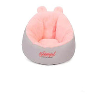 Cozy Gray and White Plush Pet Bed with Fun Ears - Estalios