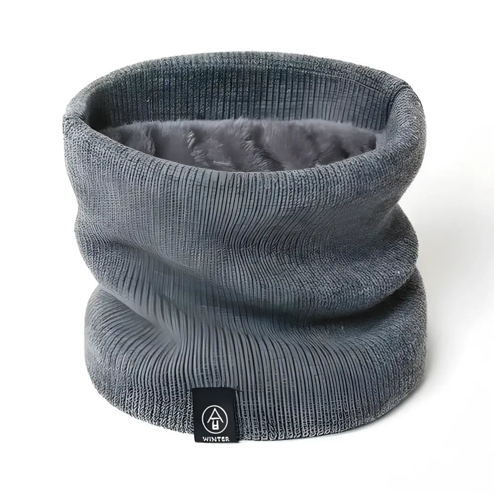 Gray knit neck warmer with fleece lining, perfect women knitted scarf for winter snoods