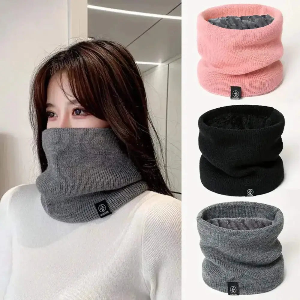 Cozy Fleece-lined Knit Neck Warmers for Women - Stylish Knitted Scarves and Winter Snoods