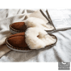 Cozy Chic Brown Suede Slippers with Plush White Fur Trim - Estalios