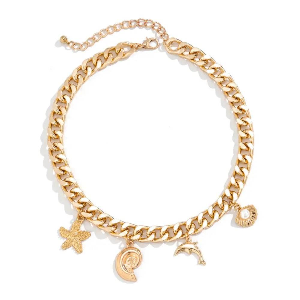 Creative Boho Conch Dolphin Starfish Choker Necklace Bracelet - Estalios