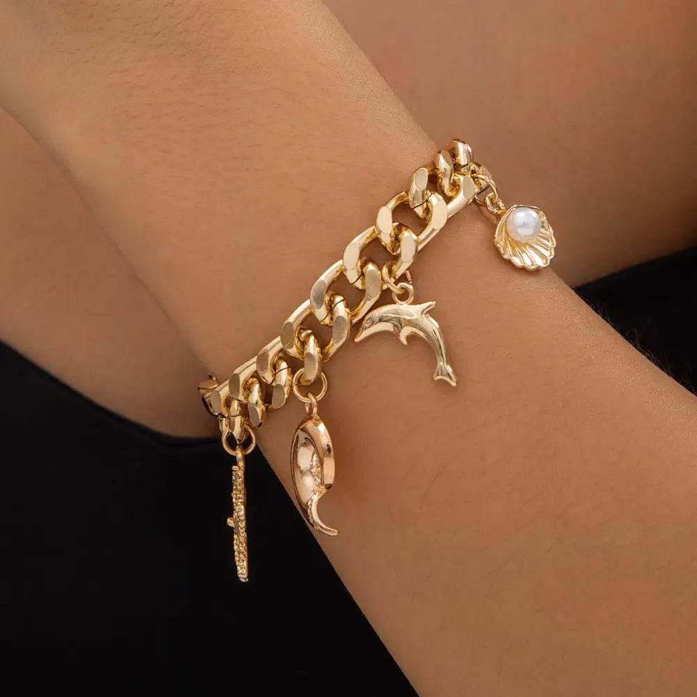 Creative Boho Conch Dolphin Starfish Choker Necklace Bracelet - Estalios