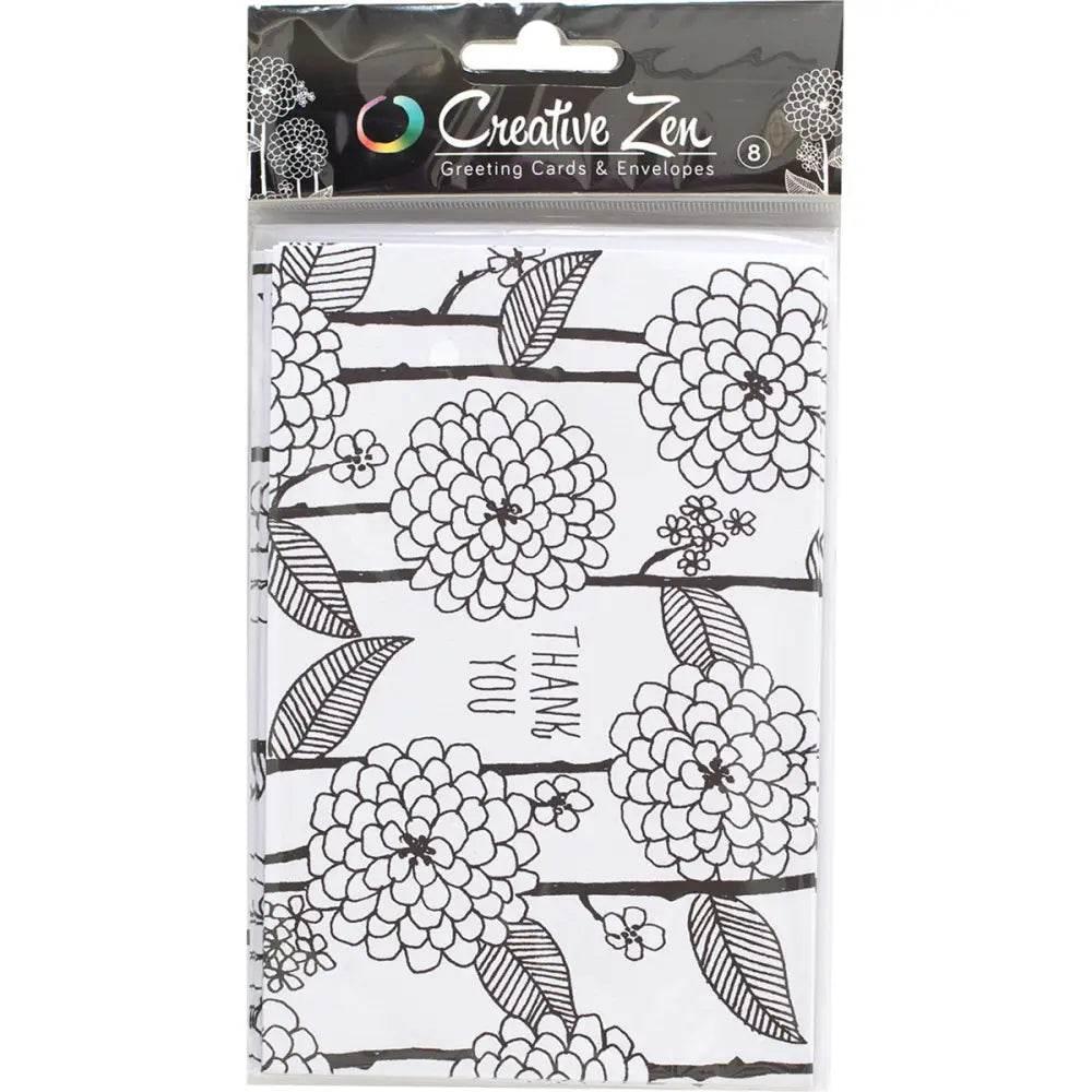 Creative Zen Collection Adult Coloring Cards for Thank You - Estalios