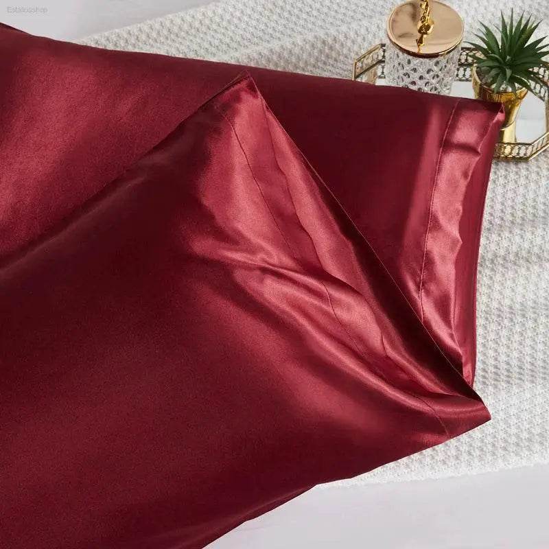 Cross-Border Foreign Trade Pure Color Silk Pillowcase Set - Estalios