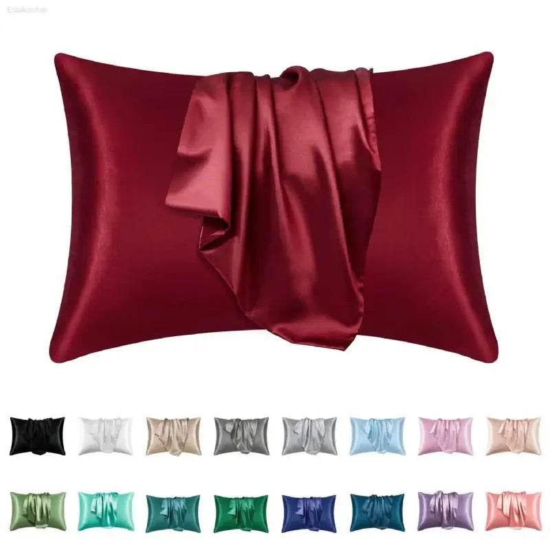 Cross-Border Foreign Trade Pure Color Silk Pillowcase Set - Estalios