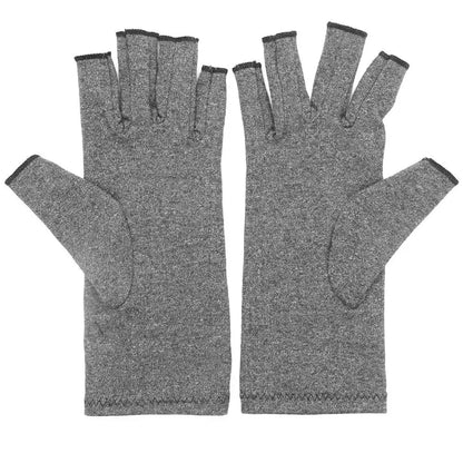 Gray fingerless compression arthritis gloves for effective pain relief and comfort