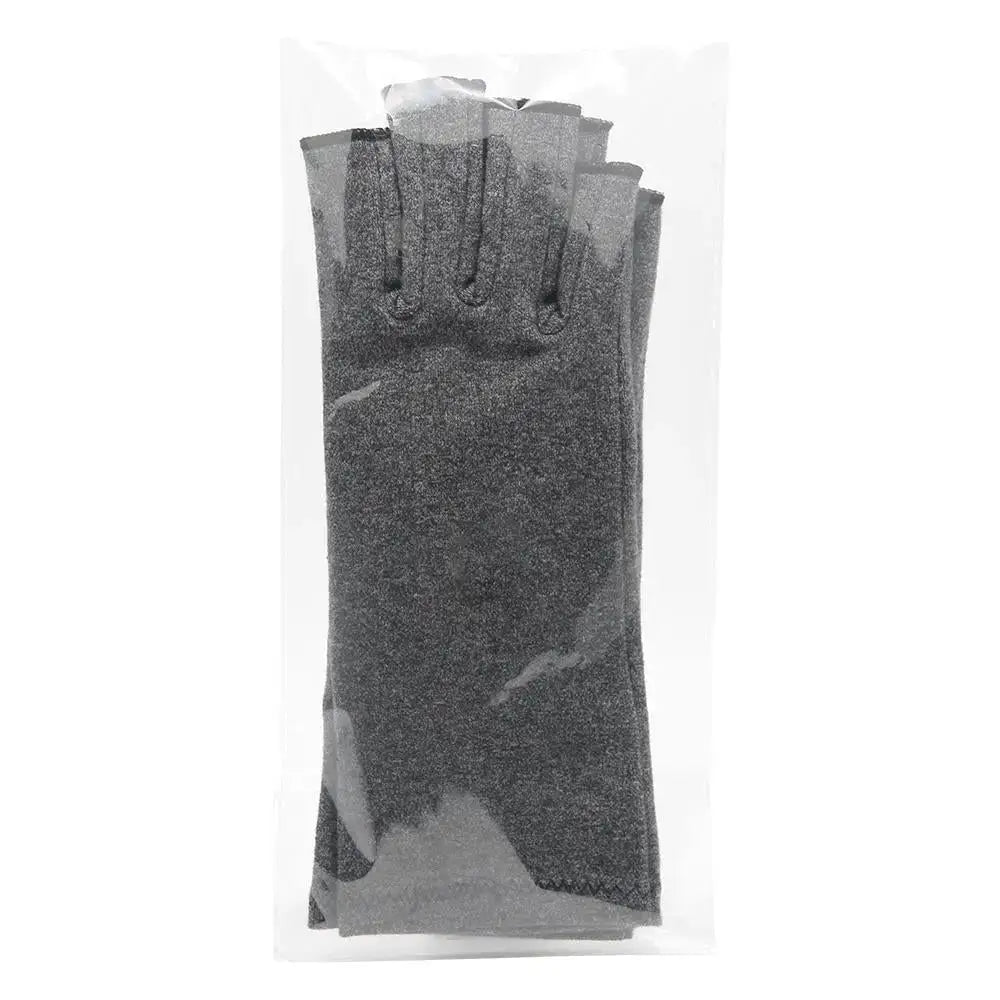 Gray fingerless compression arthritis gloves for effective pain relief and comfort