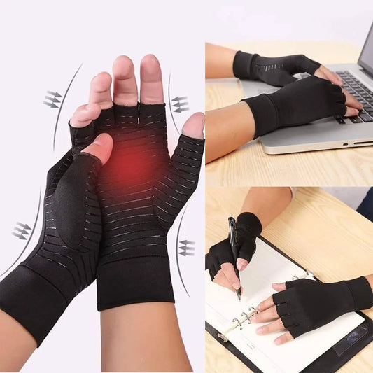 Black compression arthritis glove for pain relief, perfect for anyone needing comfort