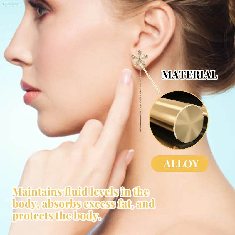 Crystal Flower Long Earrings for Ear Acupressure and Style - Estalios