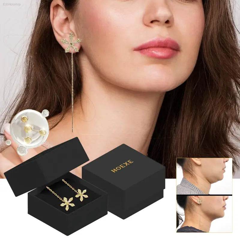 Crystal Flower Long Earrings for Ear Acupressure and Style - Estalios