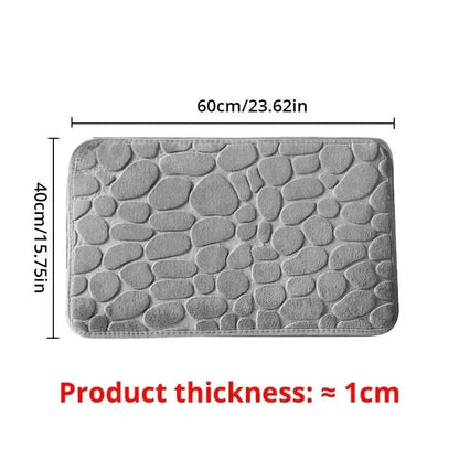 Gray pebble-patterned Cushy Embossed Velvet Bath Mat with memory foam embossed comfort