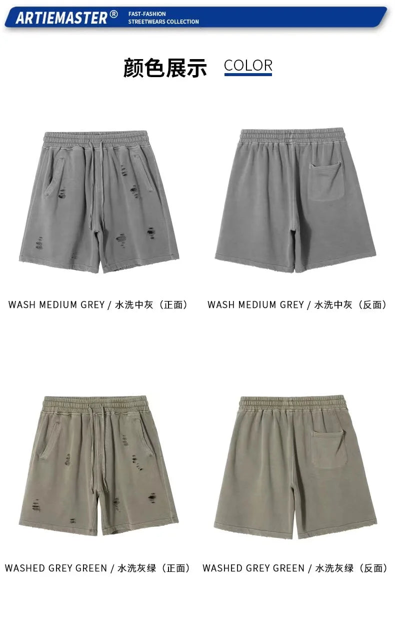 Men's Cut-Up Vintage Shorts for Casual Spring and Summer Wear