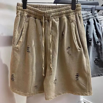 Men's Cut-Up Vintage Shorts for Casual Spring and Summer Wear