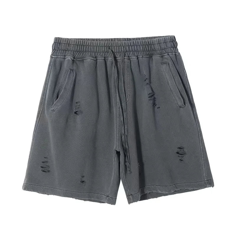 Men's Cut-Up Vintage Shorts for Casual Spring and Summer Wear