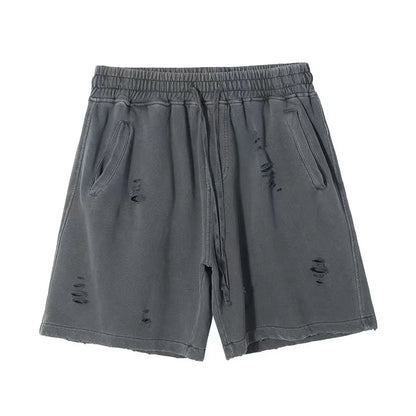 Men's Cut-Up Vintage Shorts for Casual Spring and Summer Wear