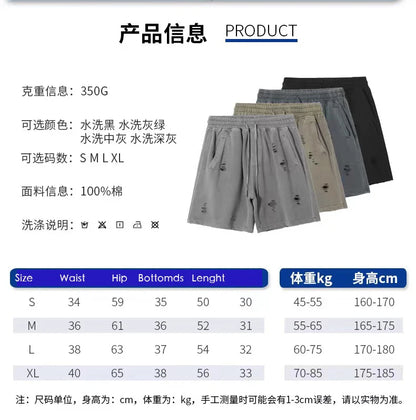 Men's Cut-Up Vintage Shorts for Casual Spring and Summer Wear