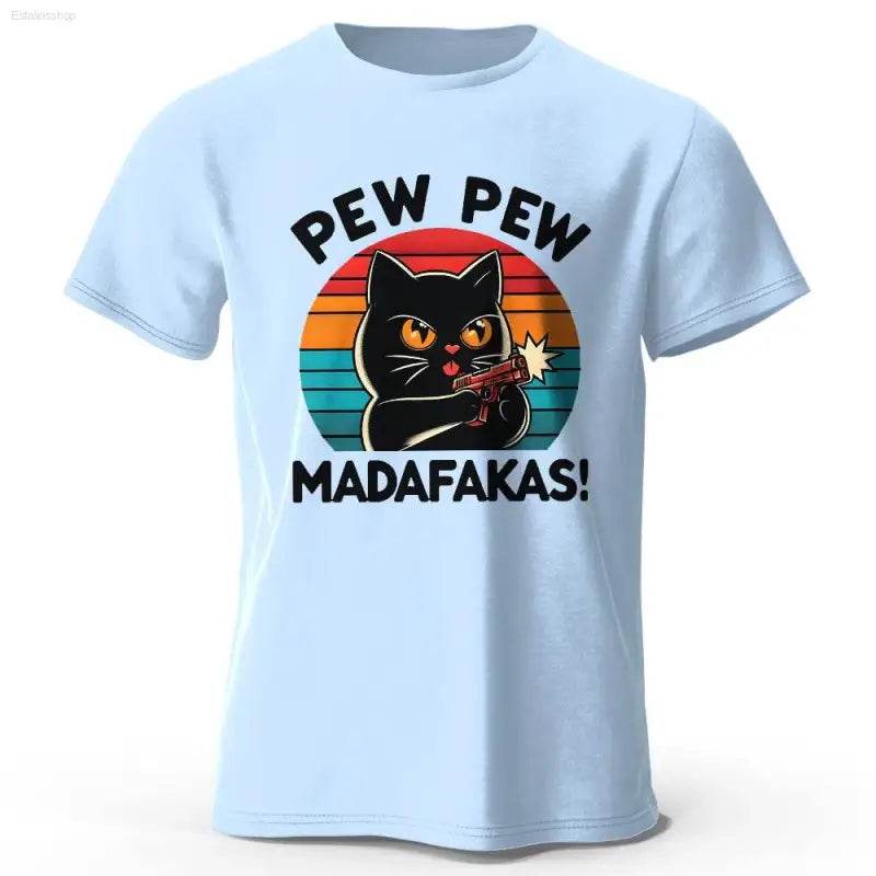 Cute Cat Doodle Print Cotton T-Shirt for All Seasons - Estalios