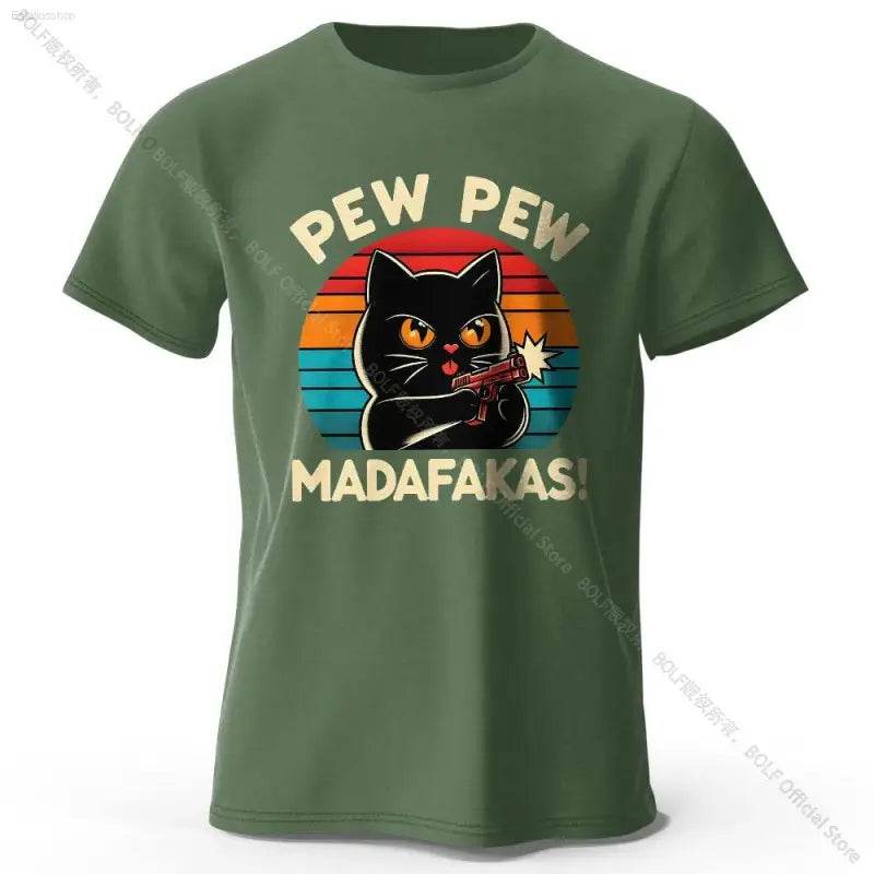 Cute Cat Doodle Print Cotton T-Shirt for All Seasons - Estalios