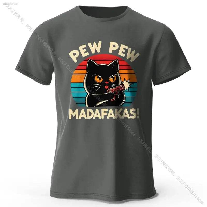 Cute Cat Doodle Print Cotton T-Shirt for All Seasons - Estalios