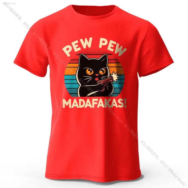 Cute Cat Doodle Print Cotton T-Shirt for All Seasons - Estalios