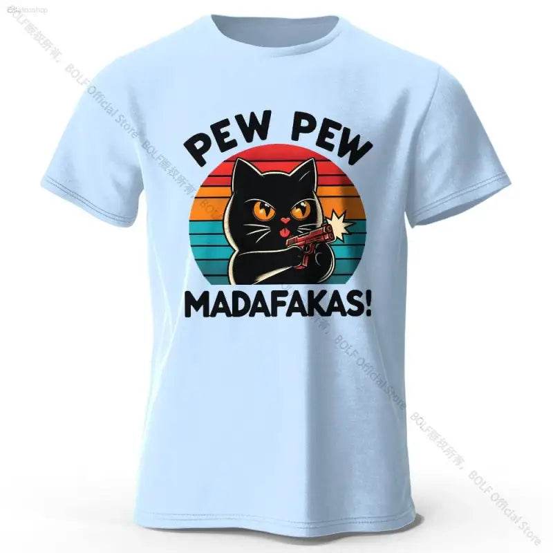 Cute Cat Doodle Print Cotton T-Shirt for All Seasons - Estalios