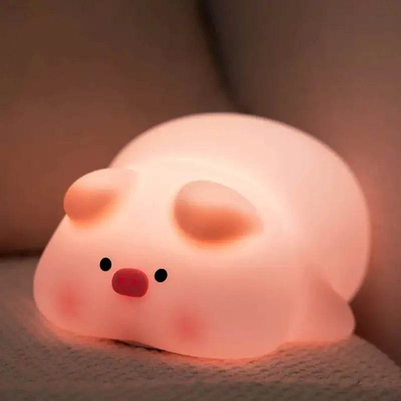 Cute Pink Piggy Night Light USB Rechargeable LED Lamp - Estalios