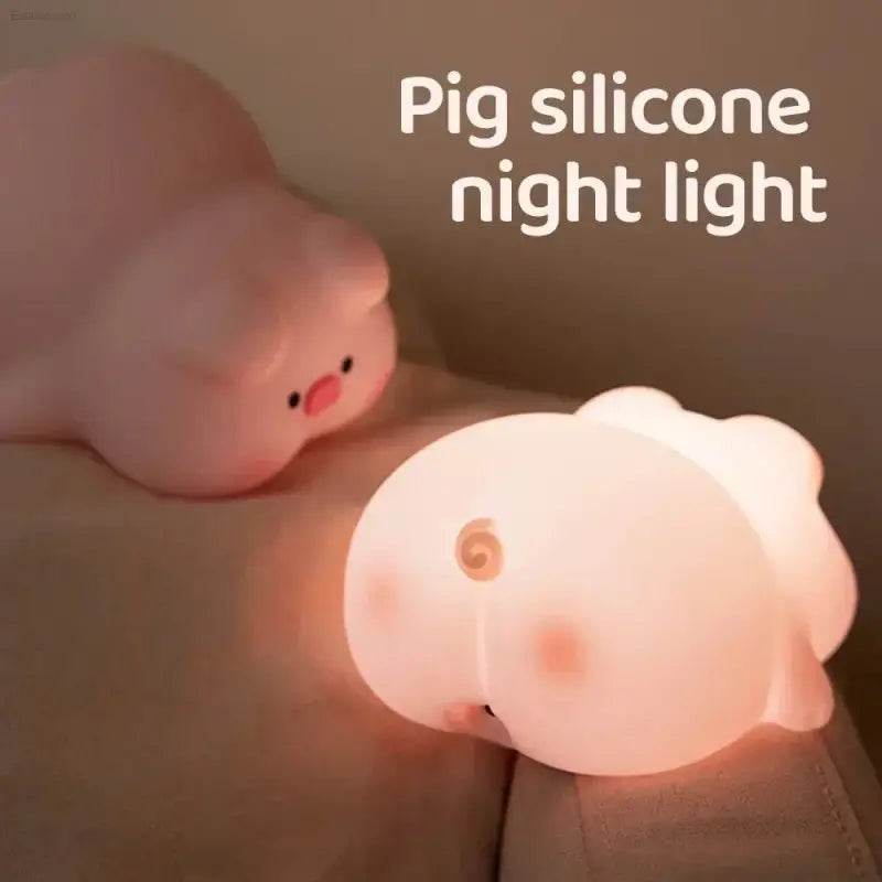 Cute Pink Piggy Night Light USB Rechargeable LED Lamp - Estalios