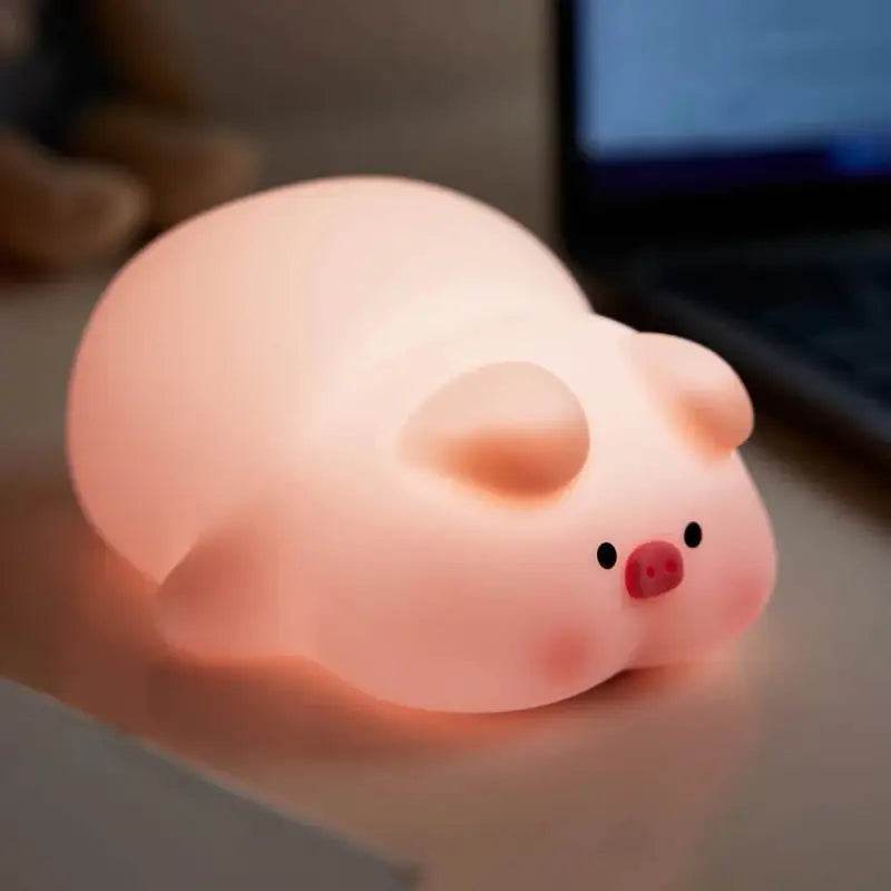 Cute Pink Piggy Night Light USB Rechargeable LED Lamp - Estalios