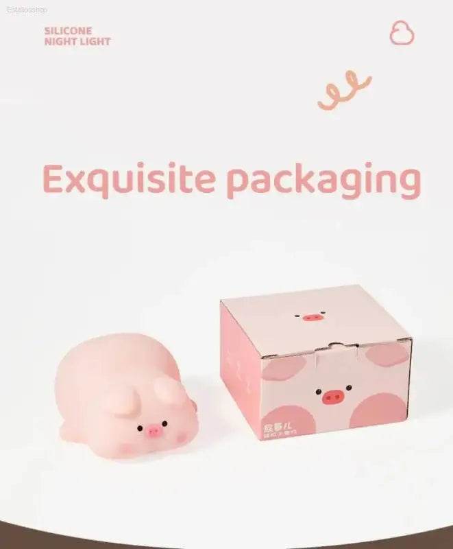 Cute Pink Piggy Night Light USB Rechargeable LED Lamp - Estalios