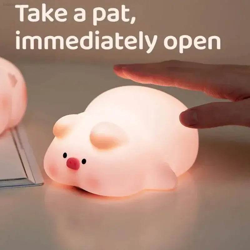 Cute Pink Piggy Night Light USB Rechargeable LED Lamp - Estalios