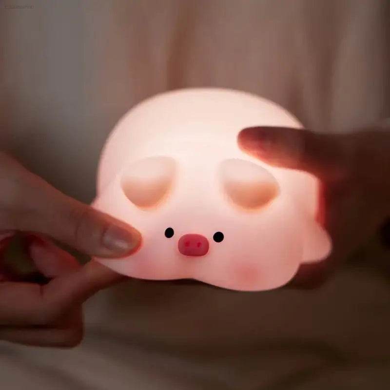 Cute Pink Piggy Night Light USB Rechargeable LED Lamp - Estalios