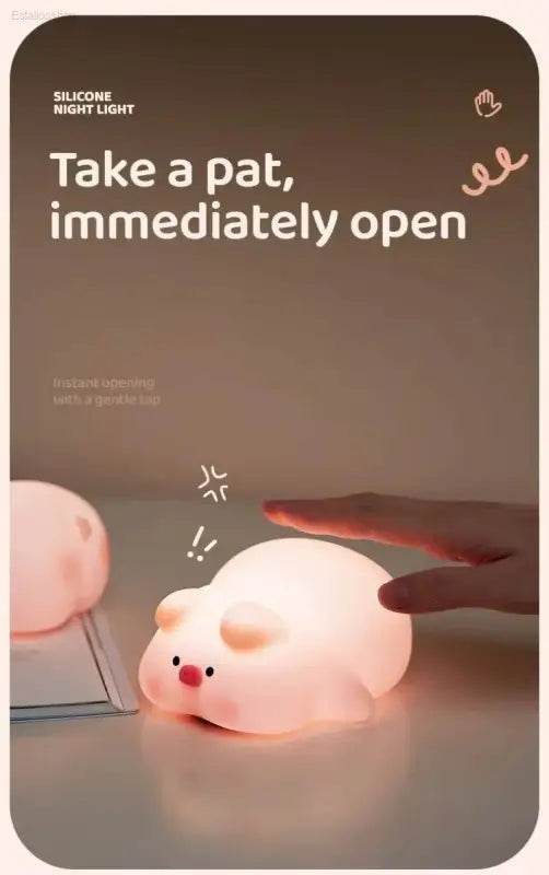 Cute Pink Piggy Night Light USB Rechargeable LED Lamp - Estalios