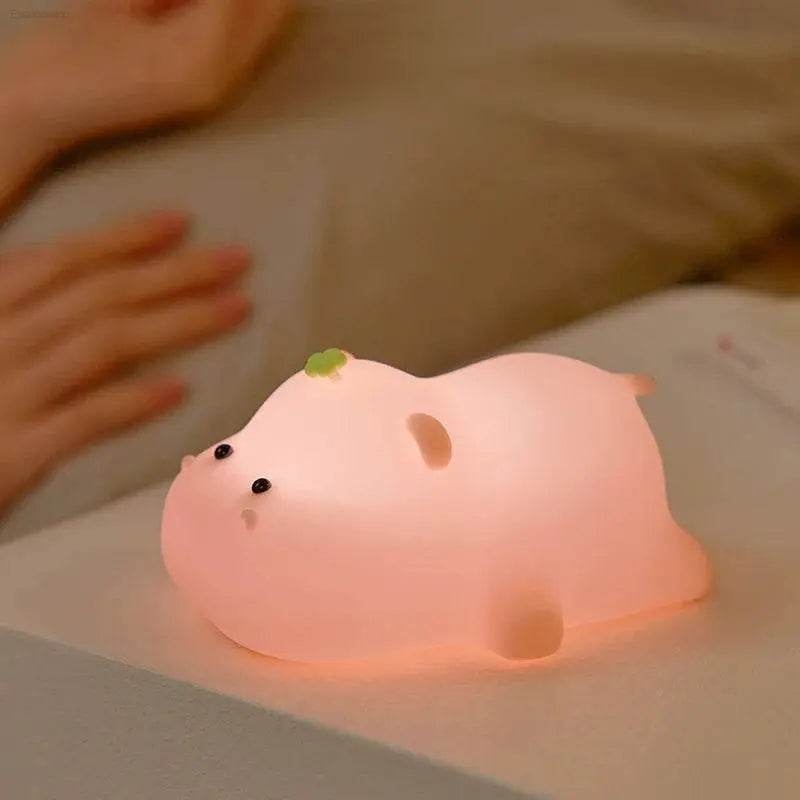 Cute Pink Piggy Night Light USB Rechargeable LED Lamp - Estalios