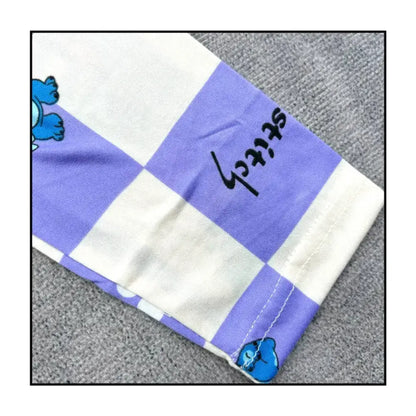 Checkered Stitch-themed fabric for Cute Stitch Cartoon Boy Clothing Sets